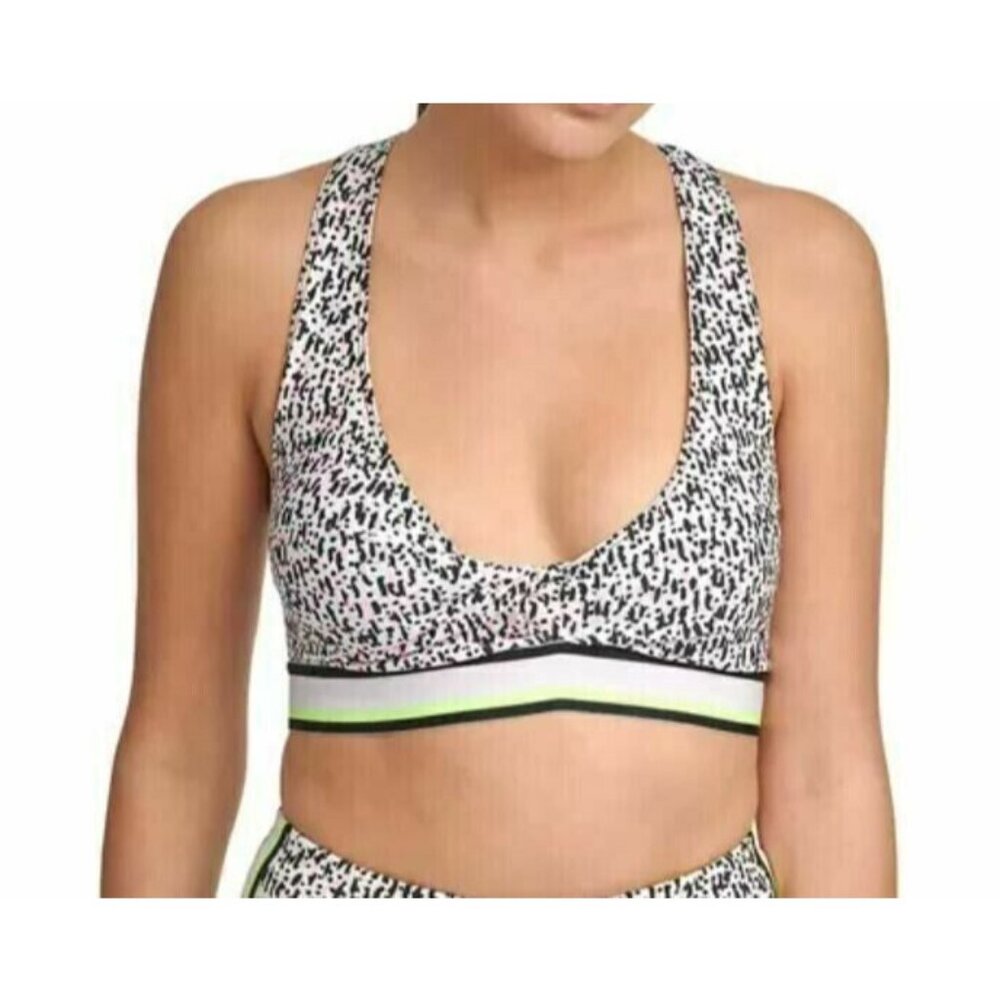 DKNY Womens Sport Printed Low-Impact Sports Bra white Size S MSRP $45